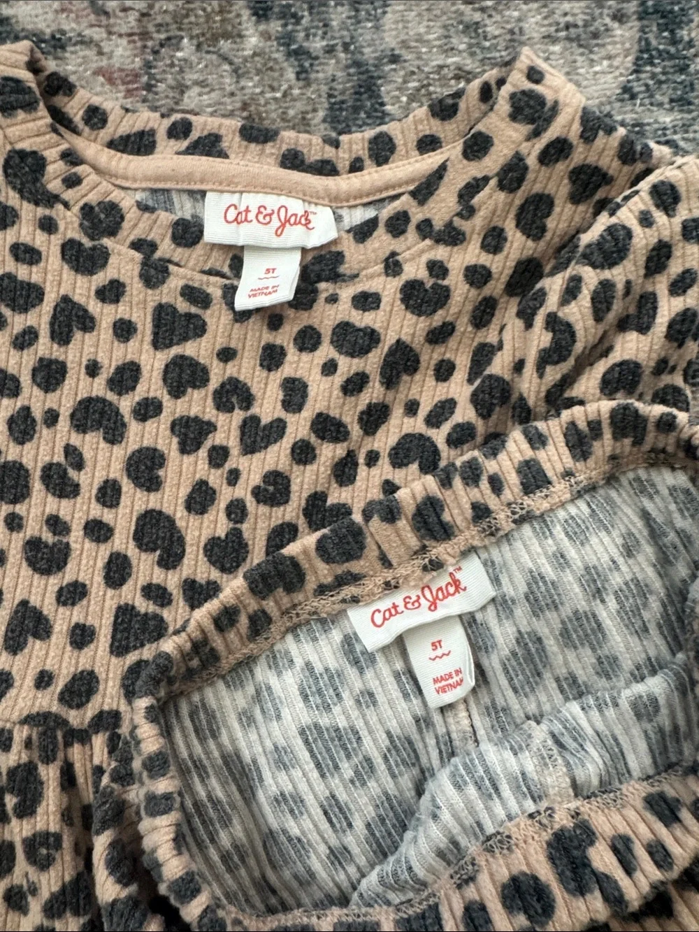 Cat & Jack Leopard Print Long Sleeve set - Tan & Black